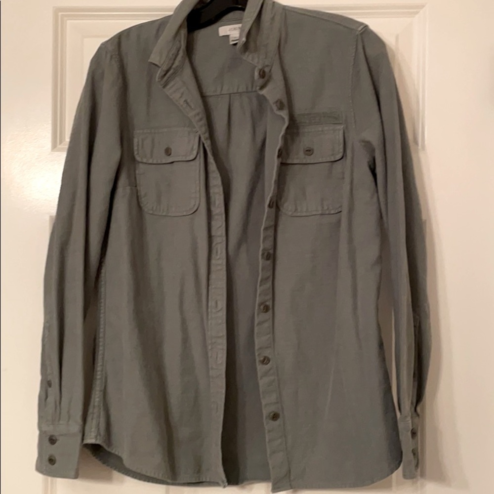 J.Crew Army Green Woven button front shirt